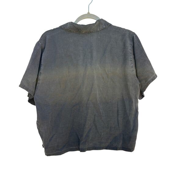 Vintage‎ Cut Loose Button Down Shirt, Boxy, Embroidered, Black, Sz M - Picture 2 of 5